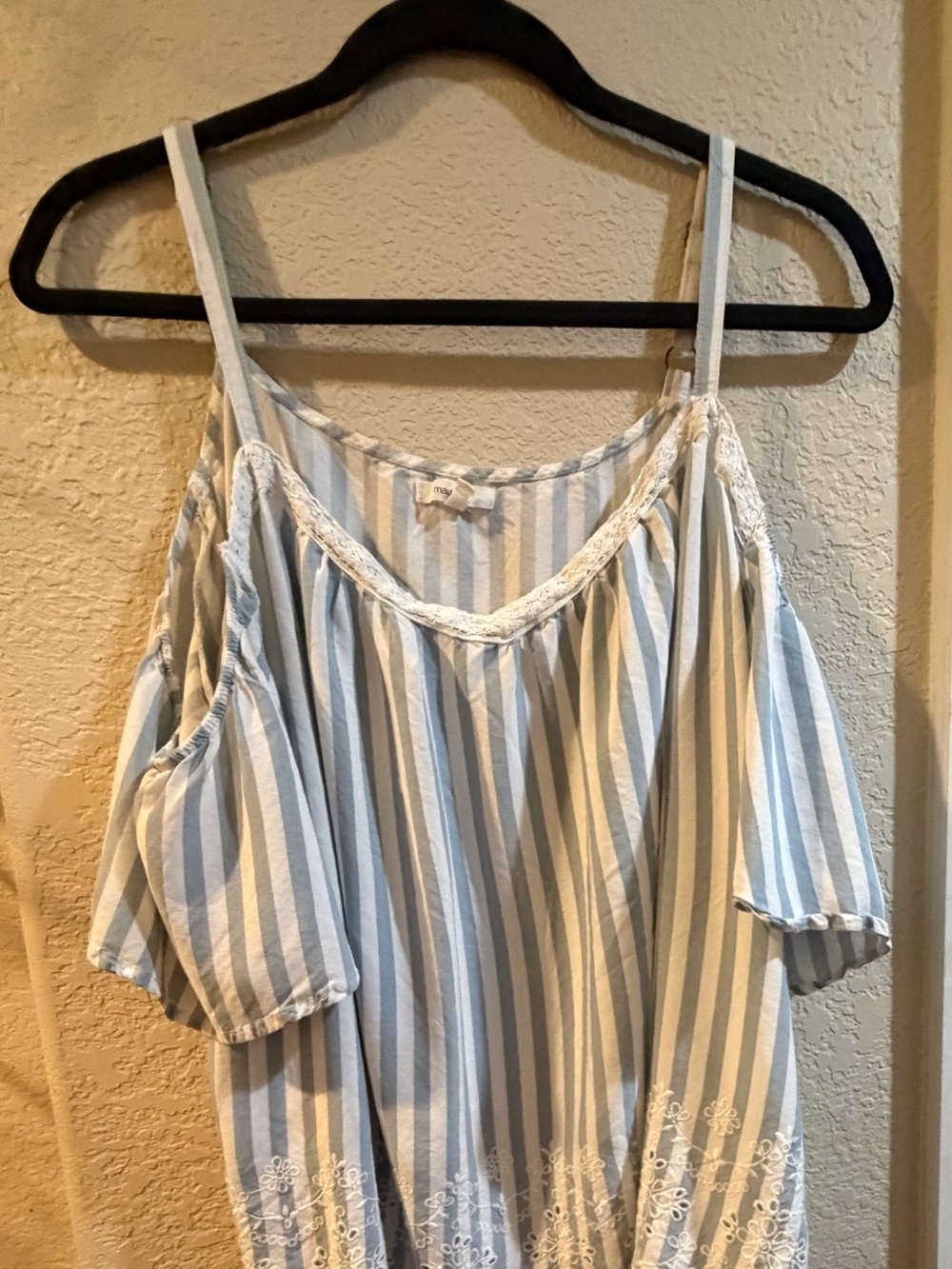 Maurices Blue and White Striped Cold-Shoulder Camisole